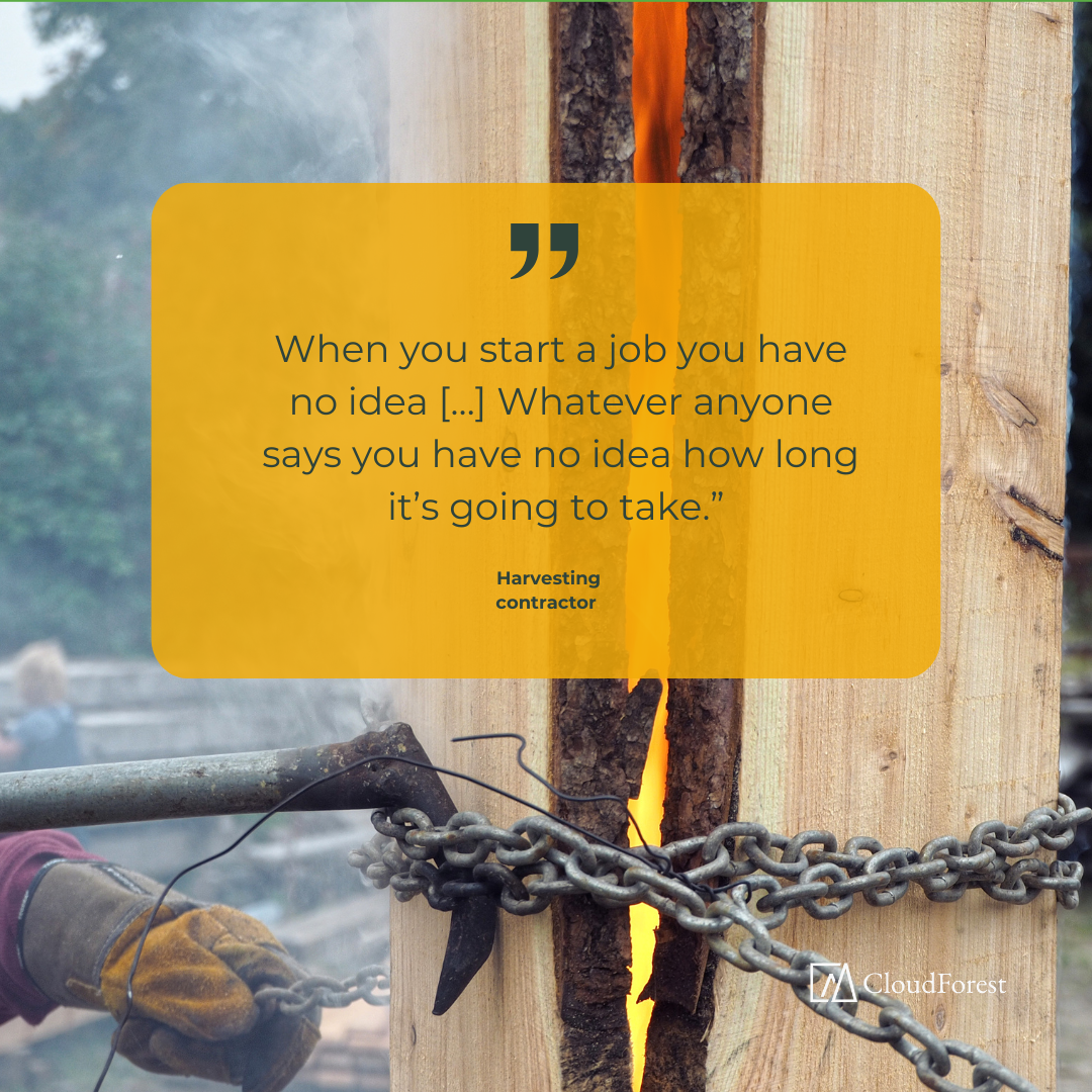 Timber stack with quote overlaid Timber stack with quote overlaid